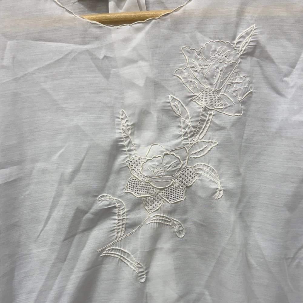 White Long Sleeve Blouse with Embroidery - Picture 3 of 5